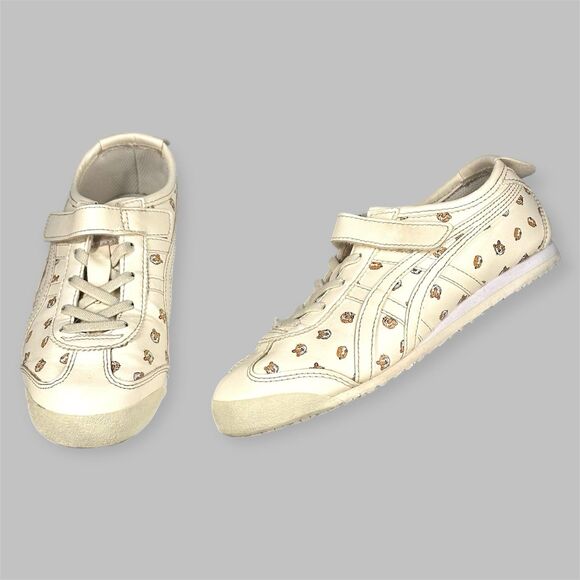 Onitsuka Tiger Shoes Kids Size 2 Mexico 66 Cream Tiger Print Fashion Sneakers - Picture 1 of 16